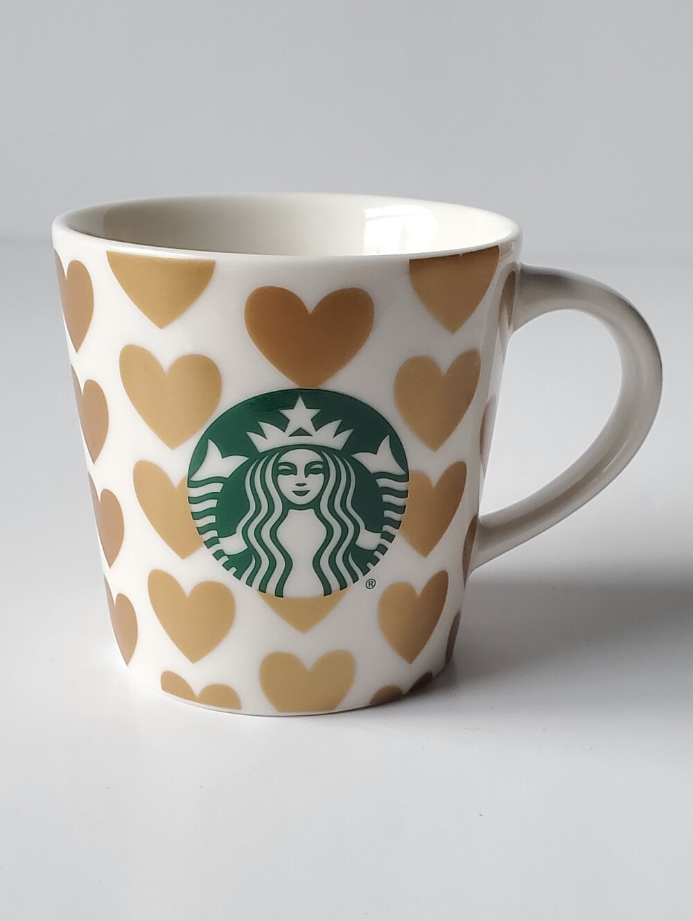 Starbucks Gold Heart Demitasse Espresso Coffee Mug Cup 3 oz 2015 Dot Collection